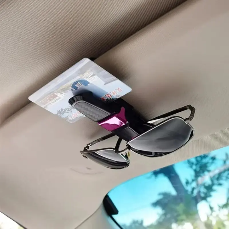 2PCS Car Glasses Holder Sun Visor Mount Sunglasses Clip Holder Rhinestone Bracket Portable Sunglasses Crystal Clip Decoration