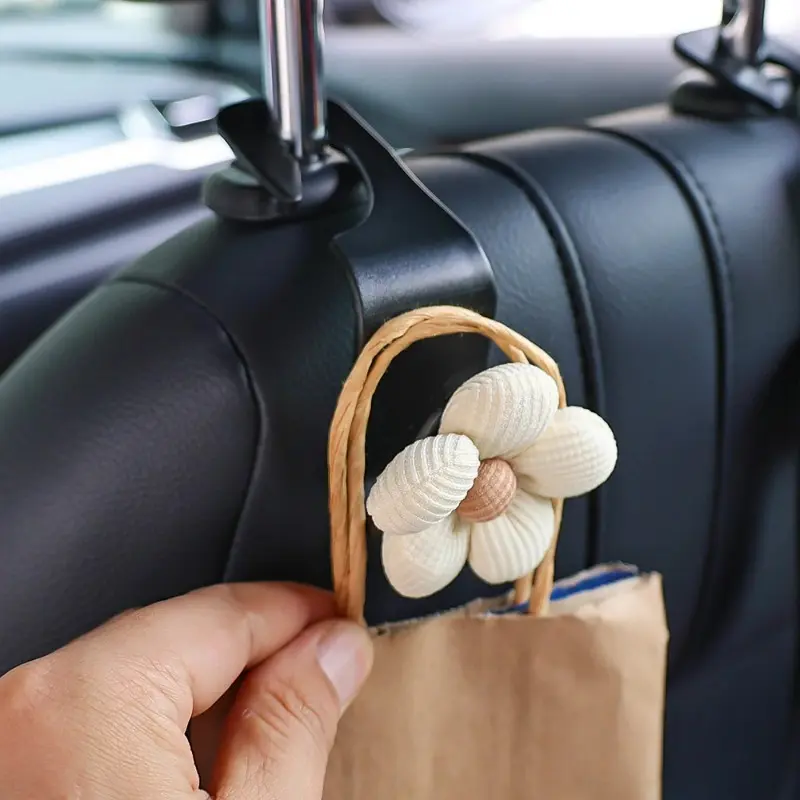 Multi-functional Car Hooks Small Flowers Seat Back Storage Supplies Bags Water Cups Key Bag Hooks Car Organizing Accessories