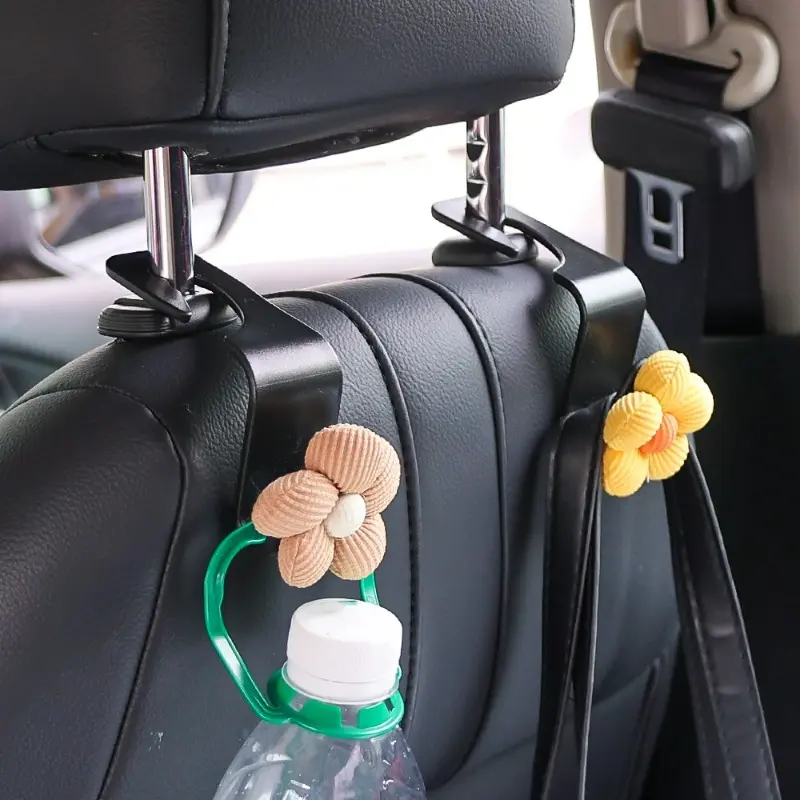 Multi-functional Car Hooks Small Flowers Seat Back Storage Supplies Bags Water Cups Key Bag Hooks Car Organizing Accessories
