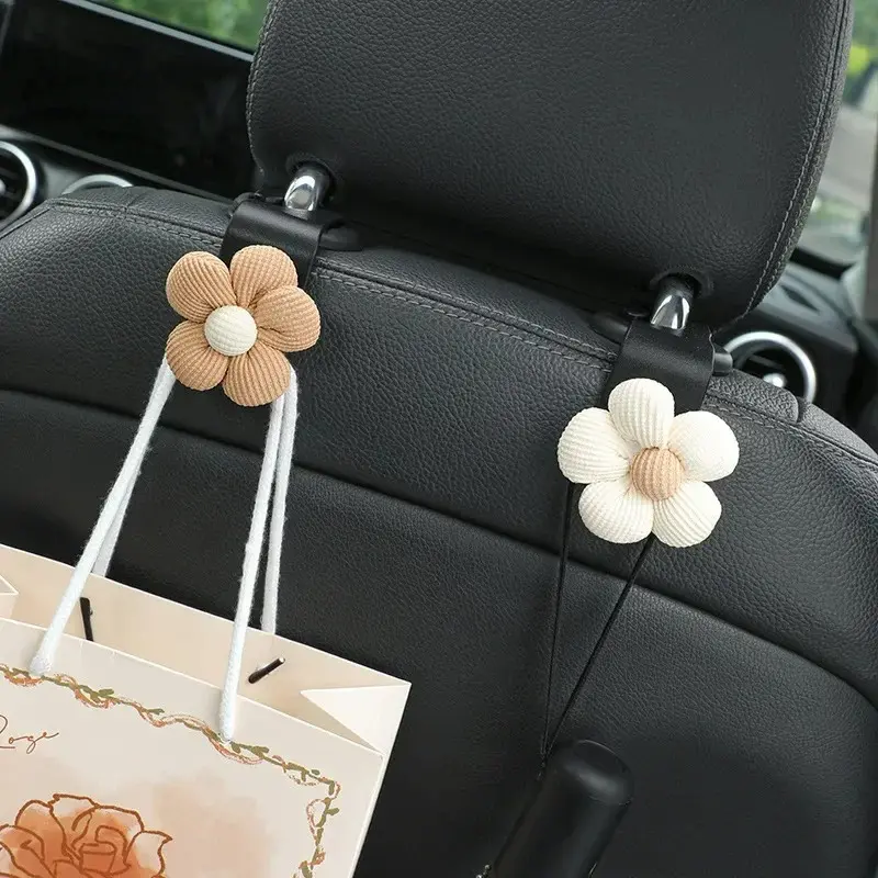 Multi-functional Car Hooks Small Flowers Seat Back Storage Supplies Bags Water Cups Key Bag Hooks Car Organizing Accessories