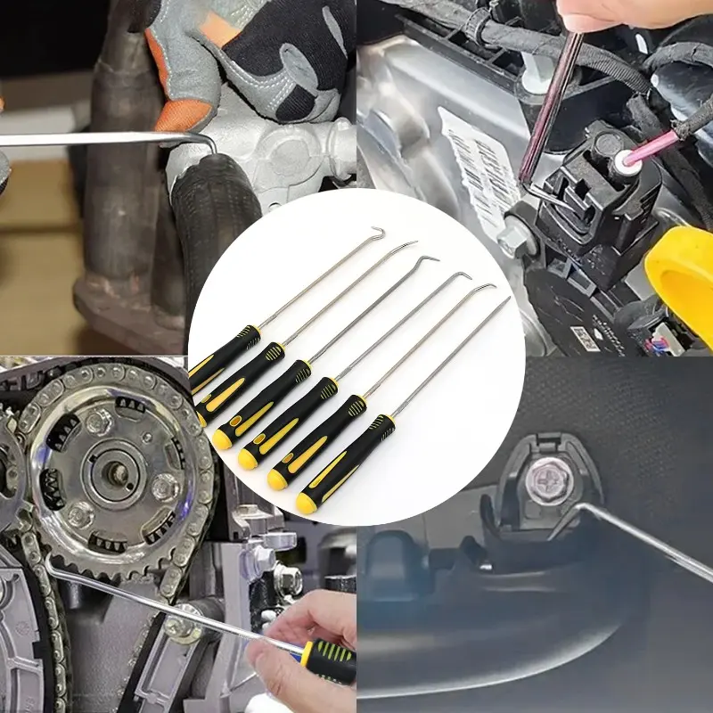 6pcs/set Car Auto Oil Seal Screwdrivers Set O-Ring Seal Gasket Puller Remover Pick Hooks Vehicle Disassembly Tools