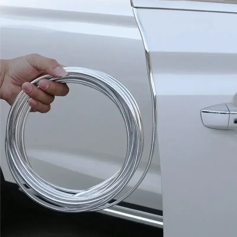 3/6M Car Door Chrome Moulding Trim Strip Edge Scratch Guard Protector Cover Strip Roll Chrome Styling Moulding Trim Strip