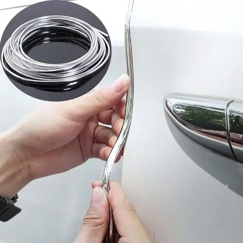 3/6M Car Door Chrome Moulding Trim Strip Edge Scratch Guard Protector Cover Strip Roll Chrome Styling Moulding Trim Strip
