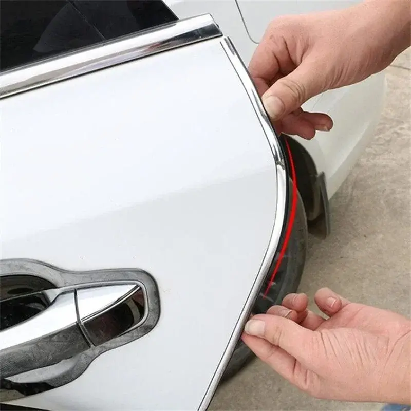 3/6M Car Door Chrome Moulding Trim Strip Edge Scratch Guard Protector Cover Strip Roll Chrome Styling Moulding Trim Strip