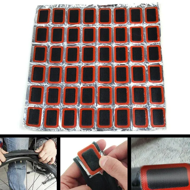 48pcs Tire Patch Rubber Bike Tyre Repair Pad Round Square Type Portable Tire Inner Tube Pad Car Bicycle Repair Tools Accessory