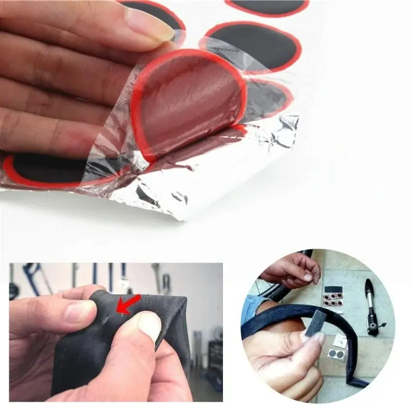 48pcs Tire Patch Rubber Bike Tyre Repair Pad Round Square Type Portable Tire Inner Tube Pad Car Bicycle Repair Tools Accessory