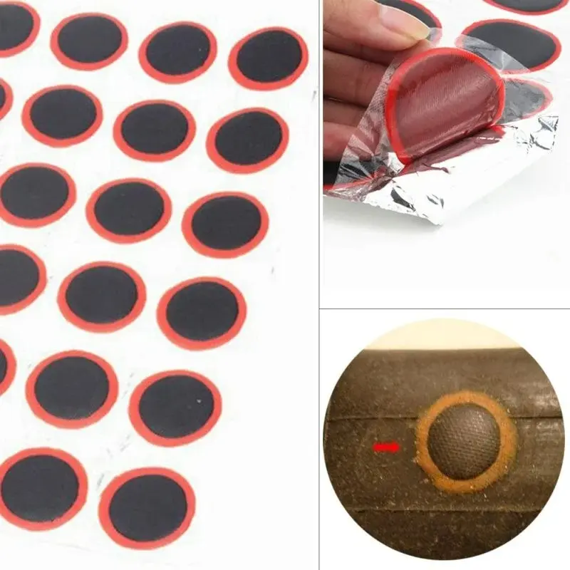 48pcs Tire Patch Rubber Bike Tyre Repair Pad Round Square Type Portable Tire Inner Tube Pad Car Bicycle Repair Tools Accessory