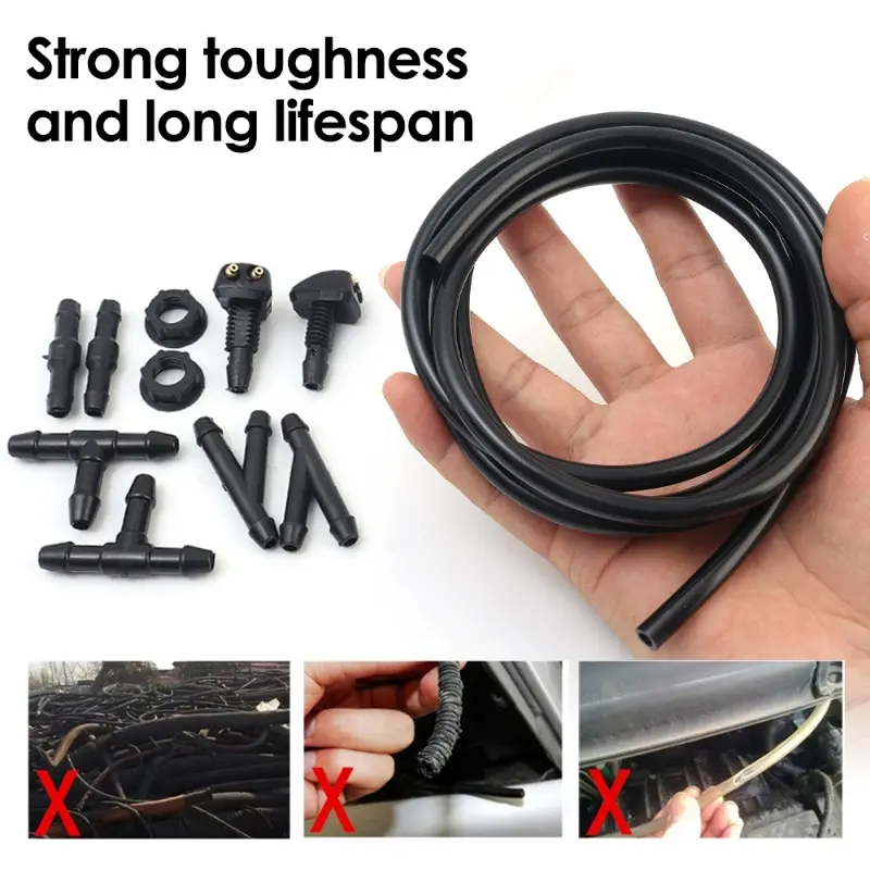 Universal Car Auto Windshield Washer Hose Wiper Blade Pipe Jet Spray Nozzle Water Fluid Tube Joiner Connector Replacement Kit
