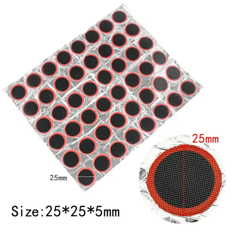 48pcs Tire Patch Rubber Bike Tyre Repair Pad Round Square Type Portable Tire Inner Tube Pad Car Bicycle Repair Tools Accessory