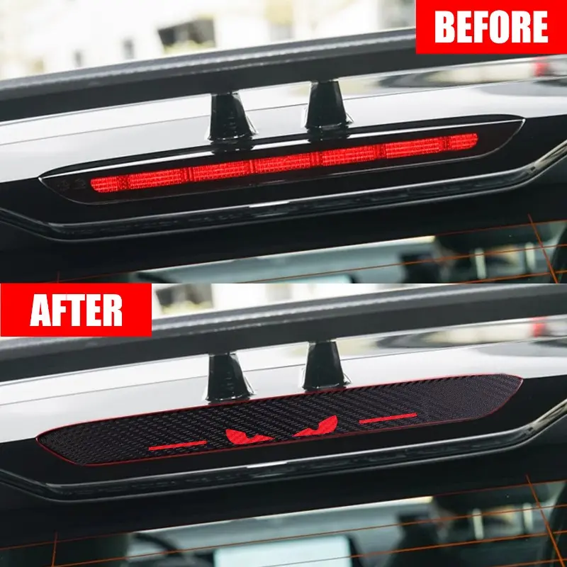 Carbon Fiber Stickers Taillight Brake Lights Lamp Protector Cover Auto Styling for Chery Logo Tiggo 7 Devil Sticker Accessories