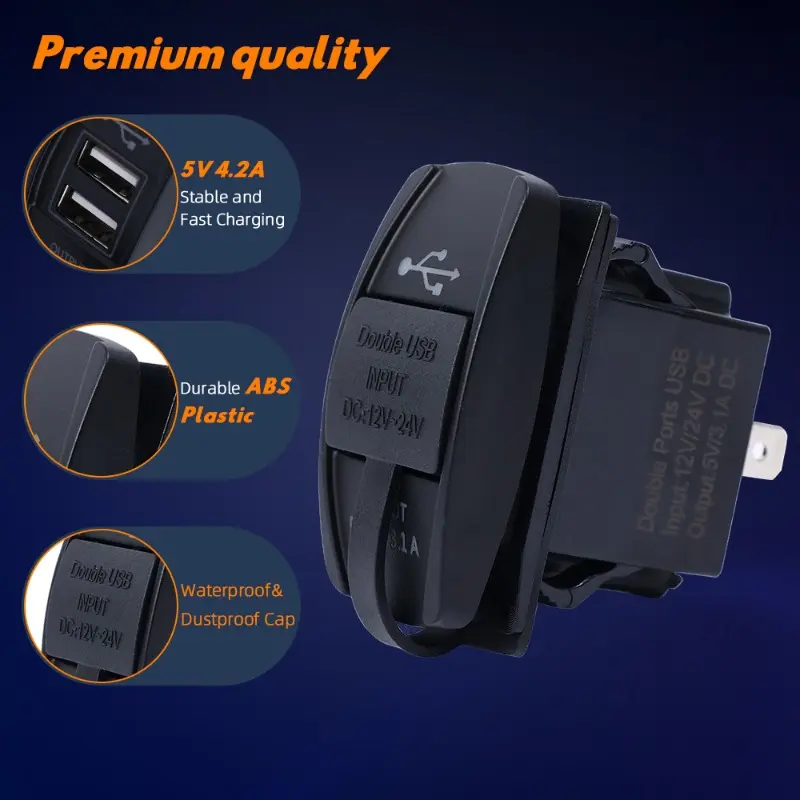 Quick Fast Charge 3.1A Dual Port USB Phone Charger on Car Motorcycle Truck Boat Charger Adapter for IPhone XR 11 Samsung
