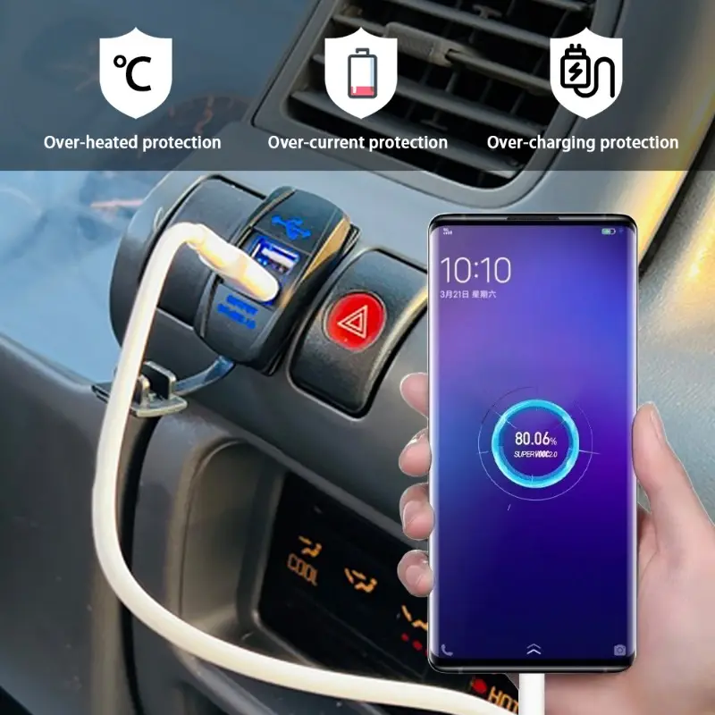 Quick Fast Charge 3.1A Dual Port USB Phone Charger on Car Motorcycle Truck Boat Charger Adapter for IPhone XR 11 Samsung