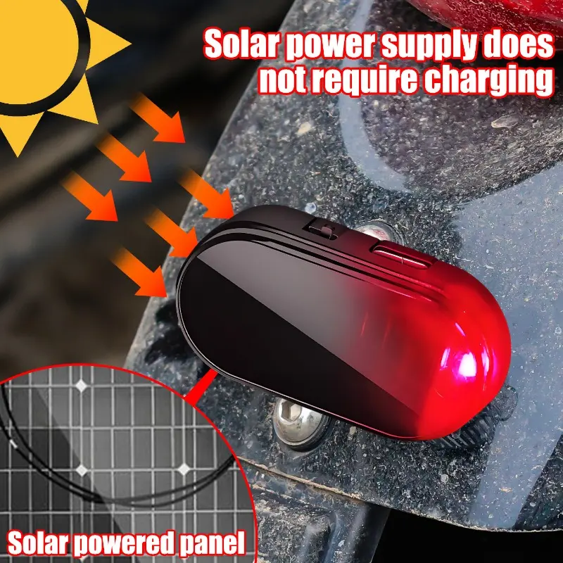 Car Fake Security Light Solar Powered Universal Warning LED Light Alarm Lamp Anti-Theft Caution Strobe Signal Security System