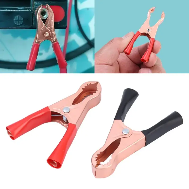 10/2Pcs Red + Black 70mm Crocodile Car Caravan Van Battery Test Lead Clips Best Promotion Alligator Clips Connector Plug Power