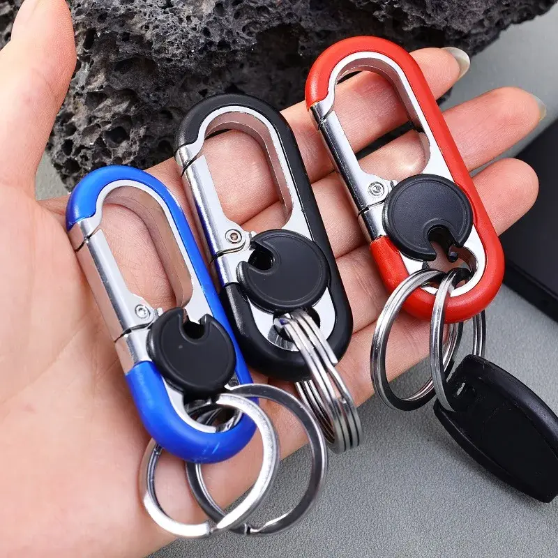 Double Ring Keychain Business Key Holder Men's Fashion Key Chain Gift Metal Key Buckle Car Styling Auto Car Accessories