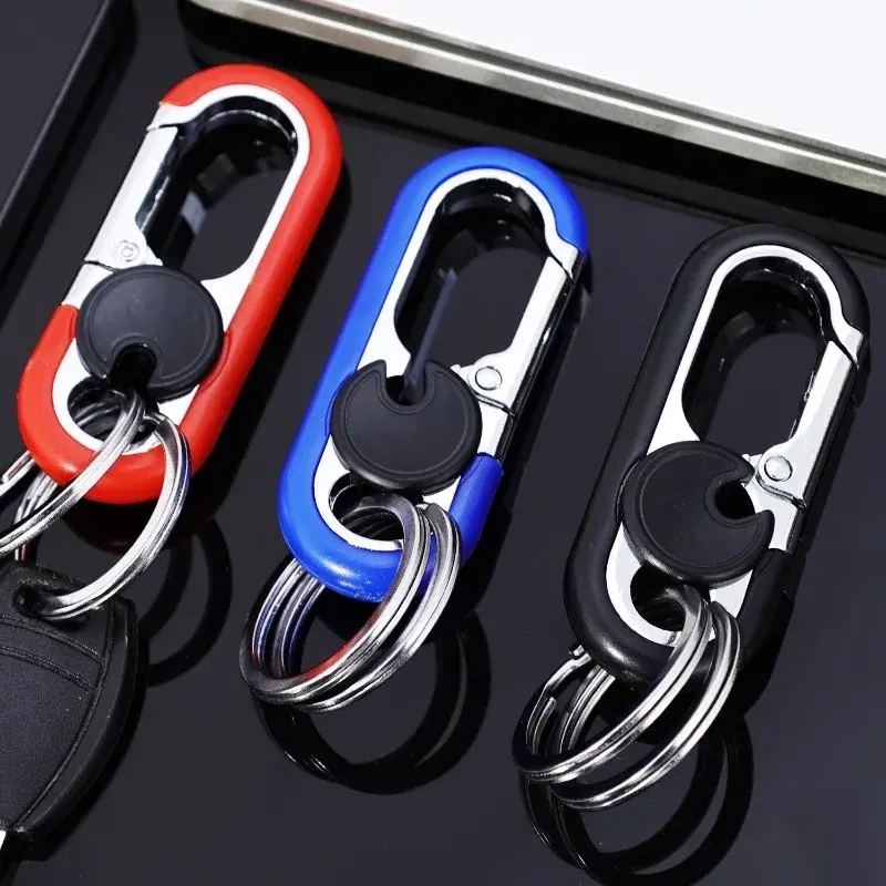 Double Ring Keychain Business Key Holder Men's Fashion Key Chain Gift Metal Key Buckle Car Styling Auto Car Accessories