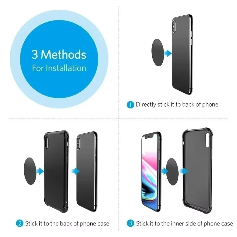 Universal Metal Disk Plates for Magnet Car Phone Holder  Iron Sheet Stickers Magnetic Phone Stand Accessories 5pcs