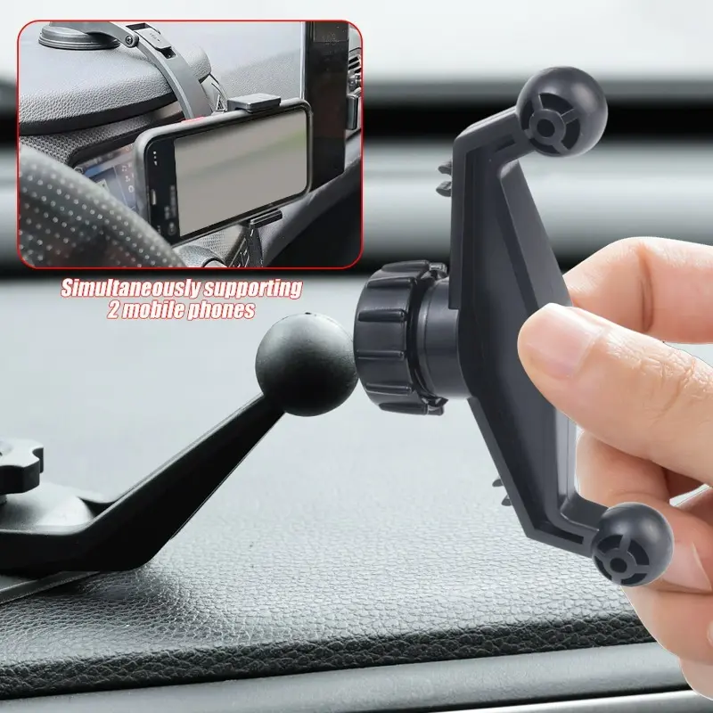 Dual Ball Head Car Holder with 360 Rotation Base Mount Mobile Phone Navigation Support Accessories for Auto Center Console