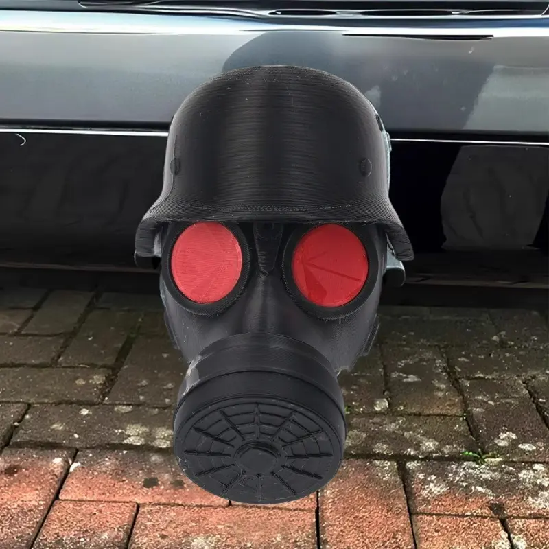 3D Printed Trailer Hitch Ball Cover Prevent Receiver Tube From Rusting Trailer Hitch Cover with Steel Helmet and Gas Mask