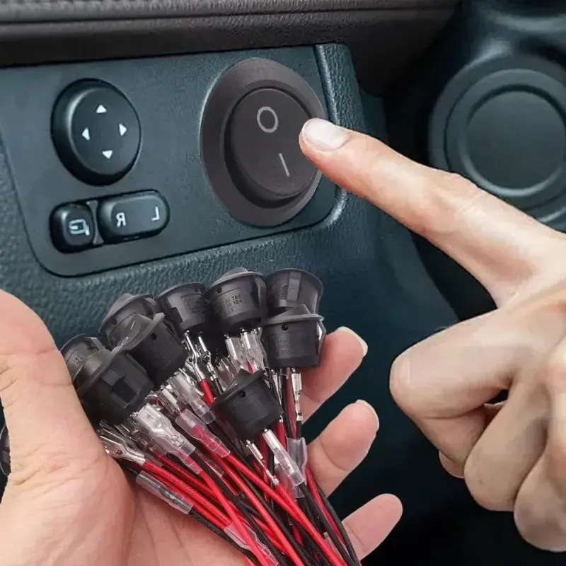 10/5PCS ON/OFF Round Rocker Switch MINI Toggle Switch 2 Pin SPST Push Button Switch 12V 24V 20MM with Wires for Auto Car RV Boat
