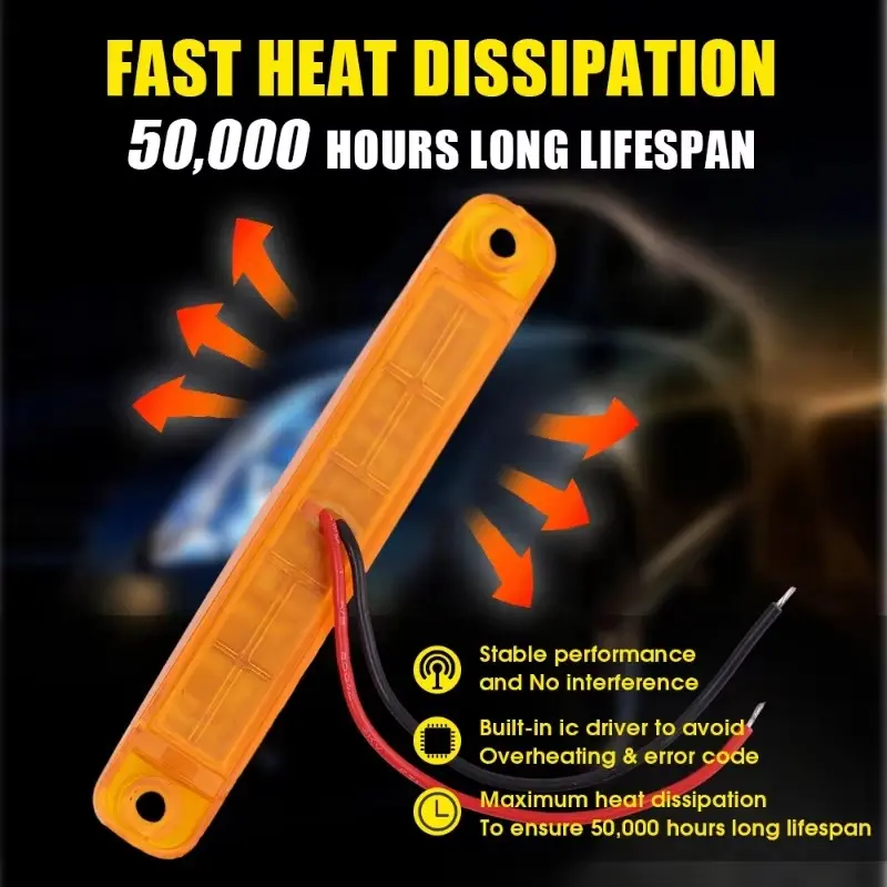 9 LED 12-24V LED Clearence Light Front Rear Side Marker Indicators Warning Lights for Truck Car Bus Trailer Van Lamp