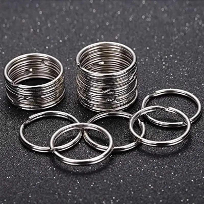 100-20pcs Metal Keychain Car Key Ring Combination Sets 30mm/25mm/20mm Keyfob Anti-rust KeyRings Key Pendant Split Key Chains