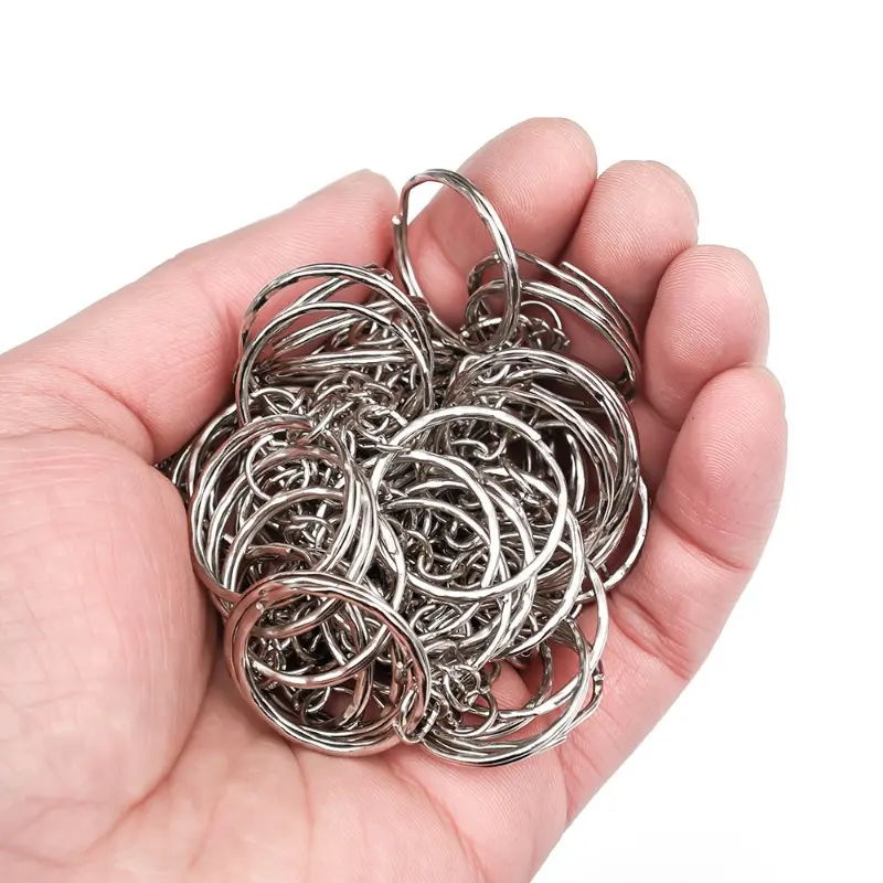 100-20pcs Metal Keychain Car Key Ring Combination Sets 30mm/25mm/20mm Keyfob Anti-rust KeyRings Key Pendant Split Key Chains