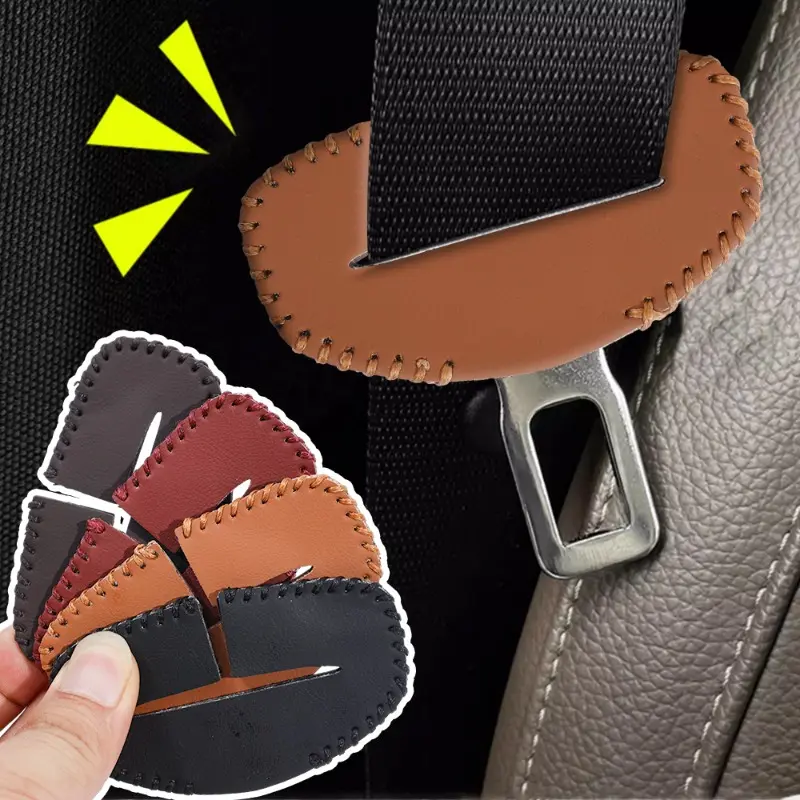 2-1pcs Car Seat Belt Buckle PU Leather Protective Cover Anti-collision Safety Belt Case Protector Cover Car Interior Accessories