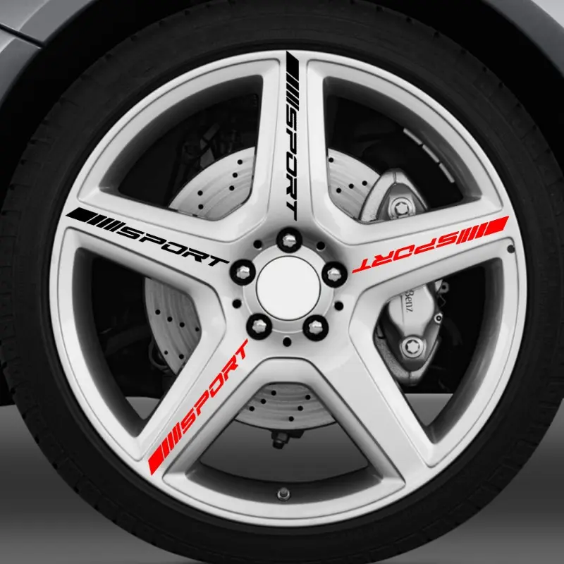 16/8/4pcs Creative Racing SPORT Letter Stickers Auto Car Rims Wheel PET Decal Waterproof Car Styling Decoration Auto Accessories