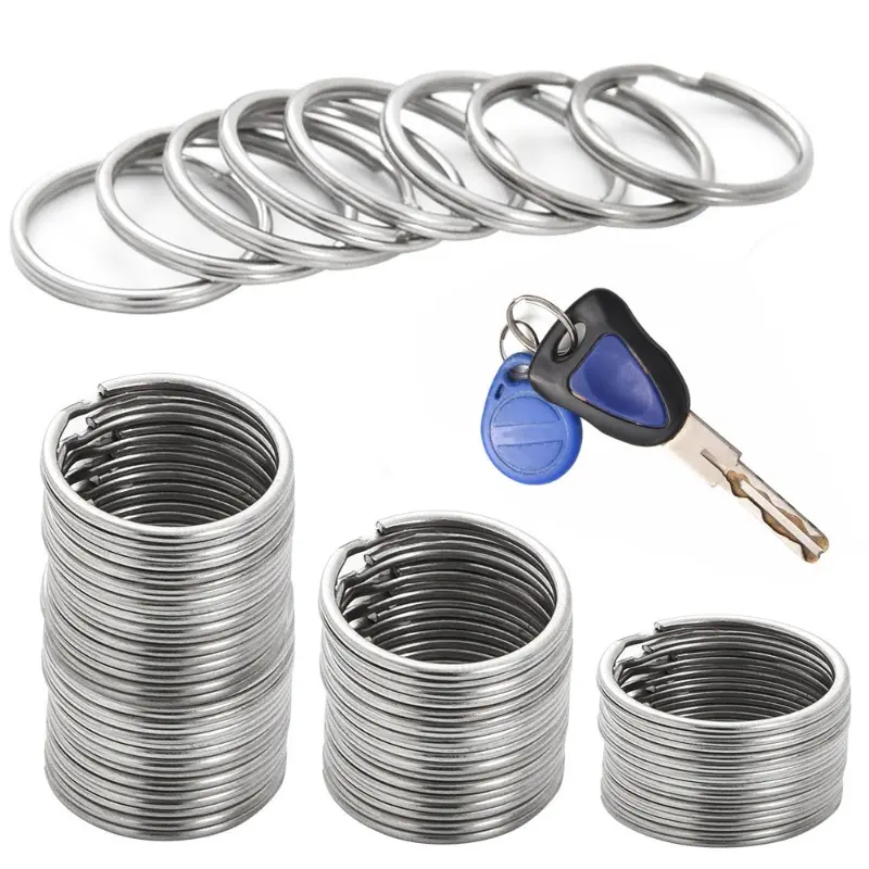 100-20pcs Metal Keychain Car Key Ring Combination Sets 30mm/25mm/20mm Keyfob Anti-rust KeyRings Key Pendant Split Key Chains