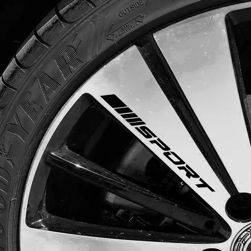 16/8/4pcs Creative Racing SPORT Letter Stickers Auto Car Rims Wheel PET Decal Waterproof Car Styling Decoration Auto Accessories