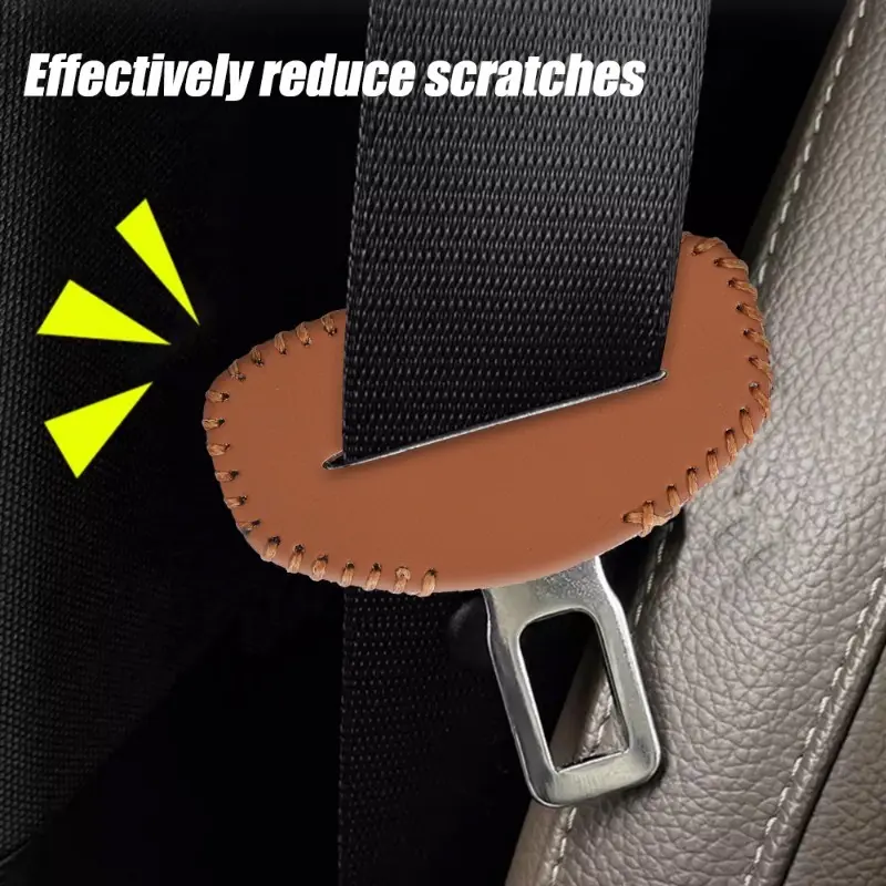 2-1pcs Car Seat Belt Buckle PU Leather Protective Cover Anti-collision Safety Belt Case Protector Cover Car Interior Accessories