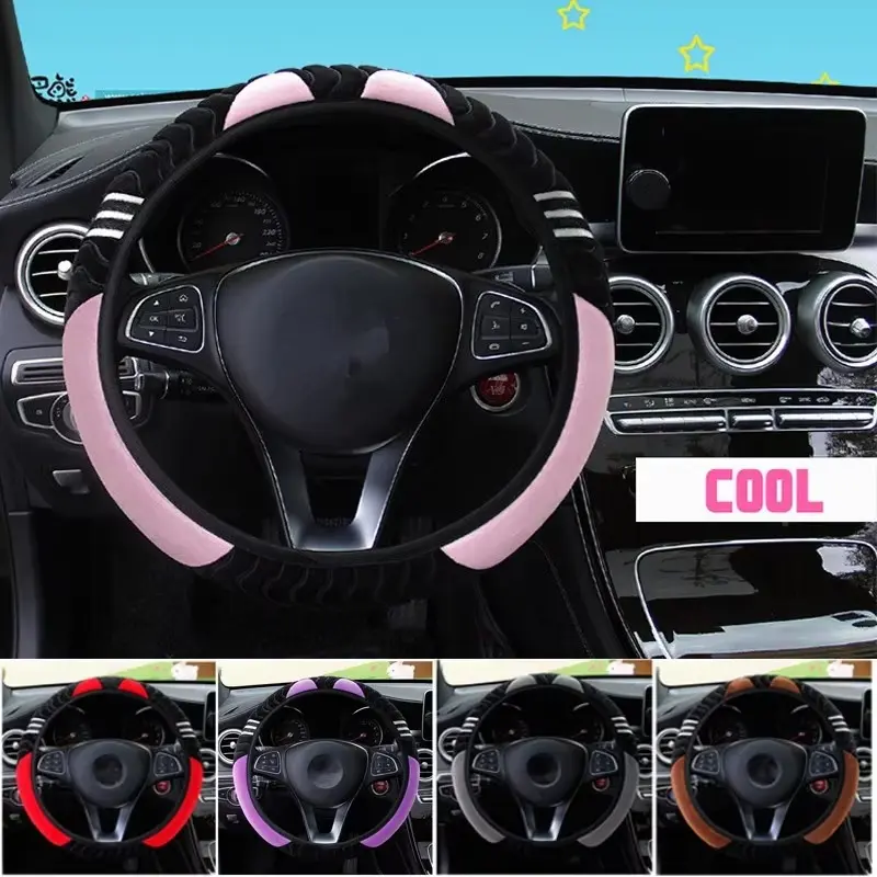 Universal Car Steering Wheel Cover Little Monster Styling Decor Steering Wheel Elastic Covers for Men Women Winter Plush Warm