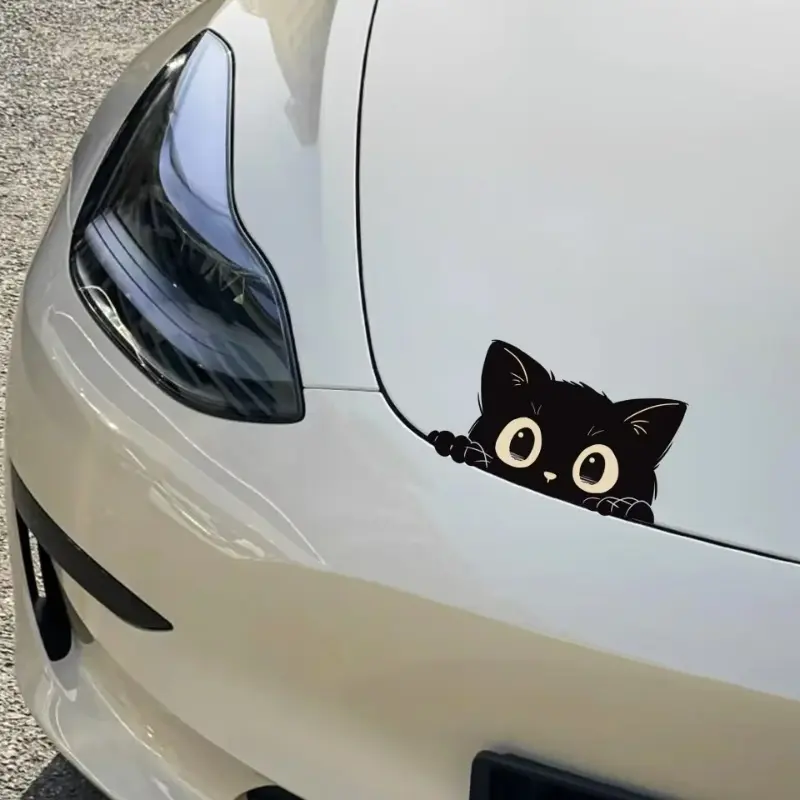 Car Sticker Accessories Poor Cat Is Stealing with Big Eyes Watch Vinyl Car Styling Cover Waterproof PVC Decals