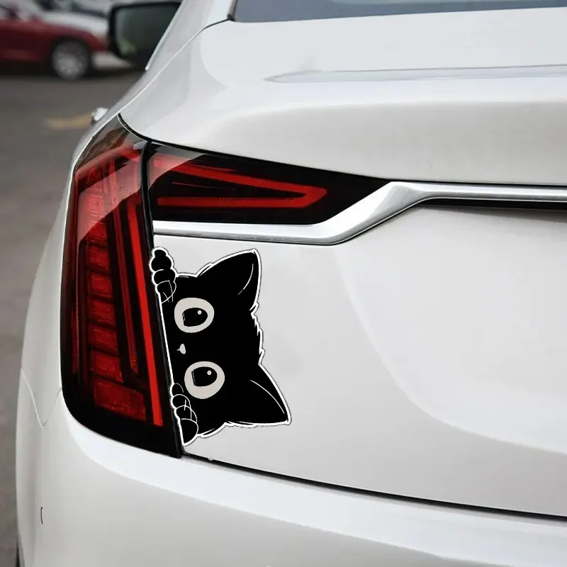 Car Sticker Accessories Poor Cat Is Stealing with Big Eyes Watch Vinyl Car Styling Cover Waterproof PVC Decals