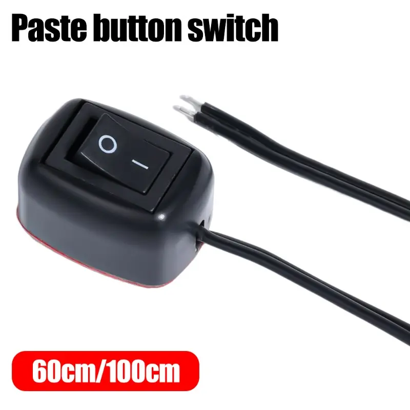 Universal Car Switch Paste Type Toggle Switch with Cable 60cm/100cm DC 12V for Fog Ring Drive Lights Neon Lights