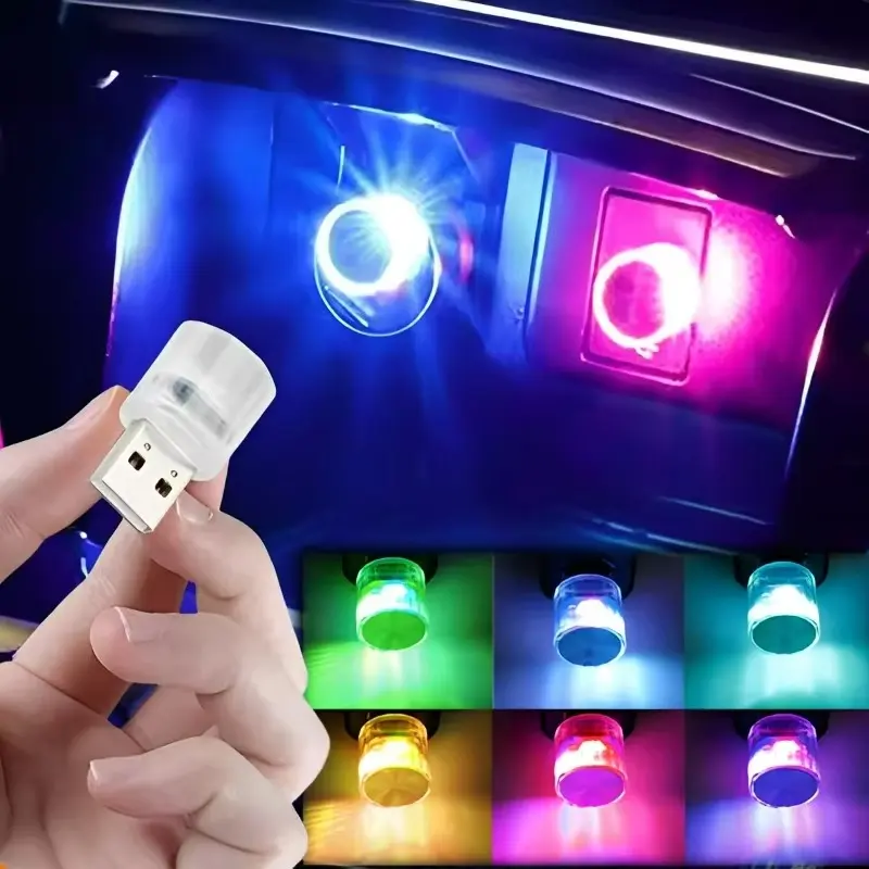 Car Mini USB LED Ambient Light Decorative Atmosphere Lamps for Interior Environment Auto PC Computer Portable Light Plug Play