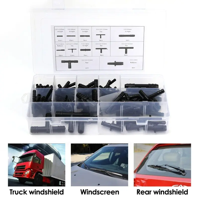 128pcs/set Car Hose Connector Assortment Reducer Set Plastic Straight T Piece Connectors for Cooling Systems Fuel Systems