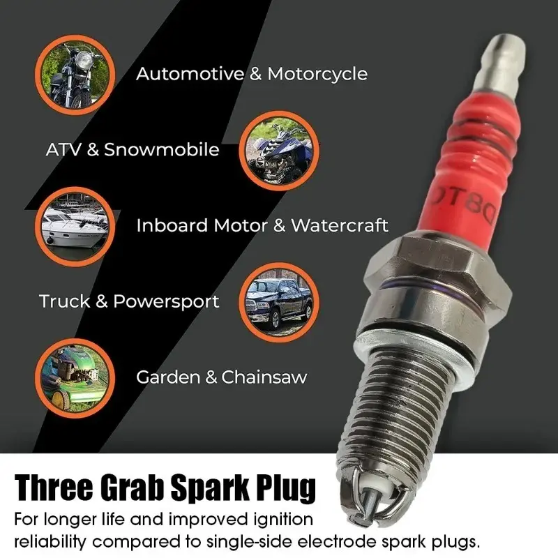 Racing 3 Electrode 10mm Spark Plug A7TC Fits For GY6 50CC 110CC 125CC 150CC ATV Scooter Dirt Bike Go Kart Motorcycle Accessories
