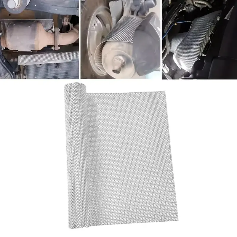 Silver Embossed Aluminum Heat Shield Exhausts Electrical Turbo Heat Insulation Auto Temperature Isolated Sticker Exhaust Systems