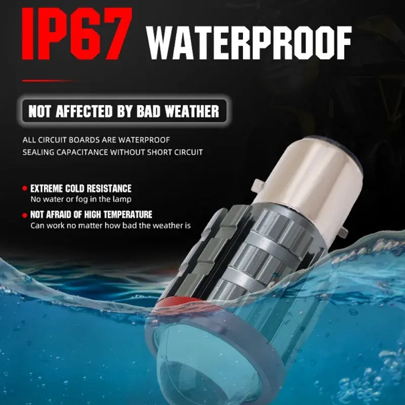 H4/H6 LED Motorcycle Headlight White Yellow Bulbs Lens High Low Beam Lamp Double/Triple Claw Electric Car Burst Flash Headlight