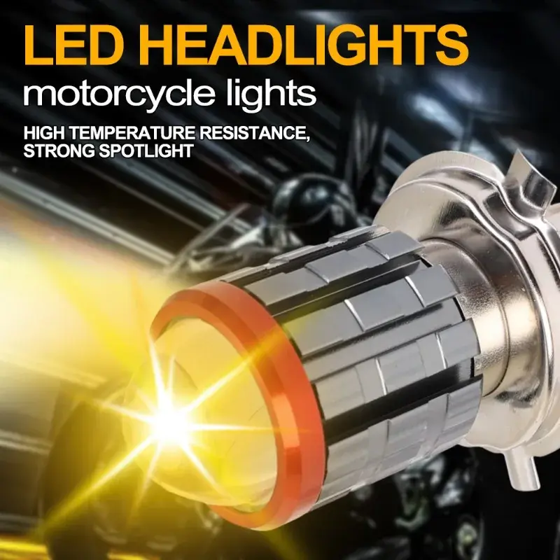 H4/H6 LED Motorcycle Headlight White Yellow Bulbs Lens High Low Beam Lamp Double/Triple Claw Electric Car Burst Flash Headlight