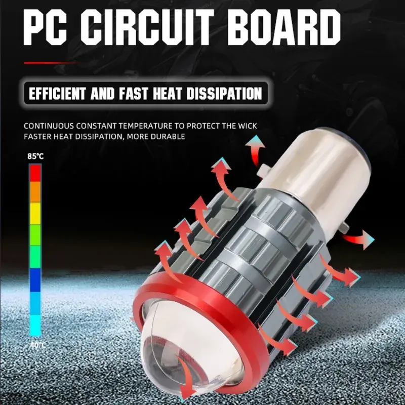 H4/H6 LED Motorcycle Headlight White Yellow Bulbs Lens High Low Beam Lamp Double/Triple Claw Electric Car Burst Flash Headlight