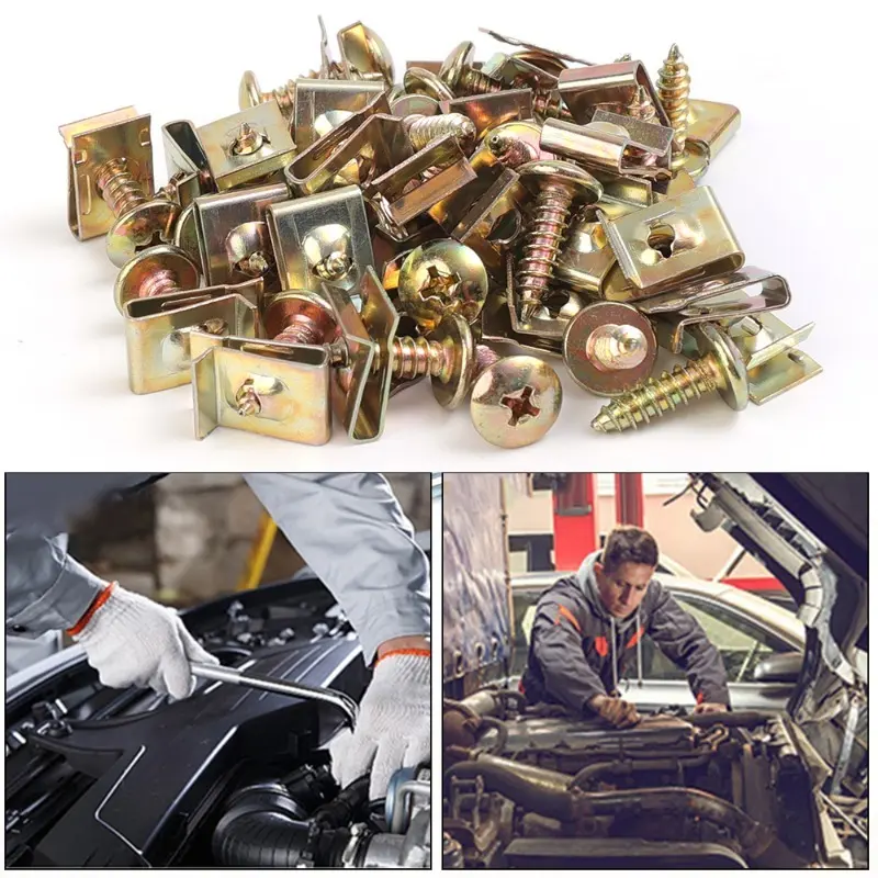 M5 Self-tapping Screw U-Type Clips Tapping Fastener Anti-rust Protection Metal Retainer for Car Motorcycle Scooter ATV Moped