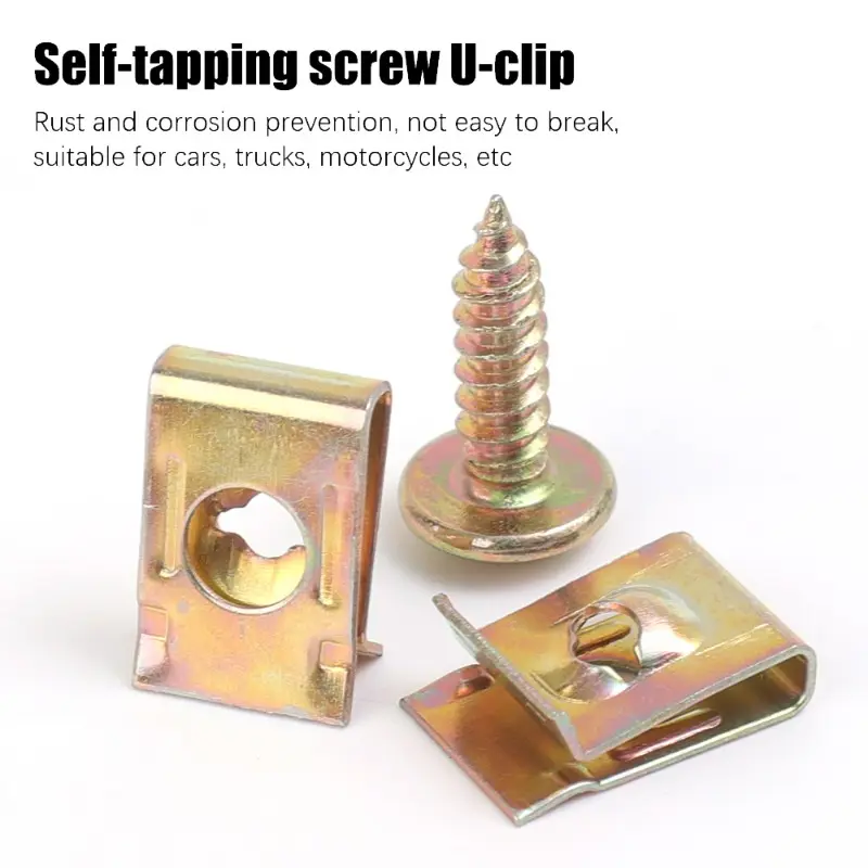 M5 Self-tapping Screw U-Type Clips Tapping Fastener Anti-rust Protection Metal Retainer for Car Motorcycle Scooter ATV Moped
