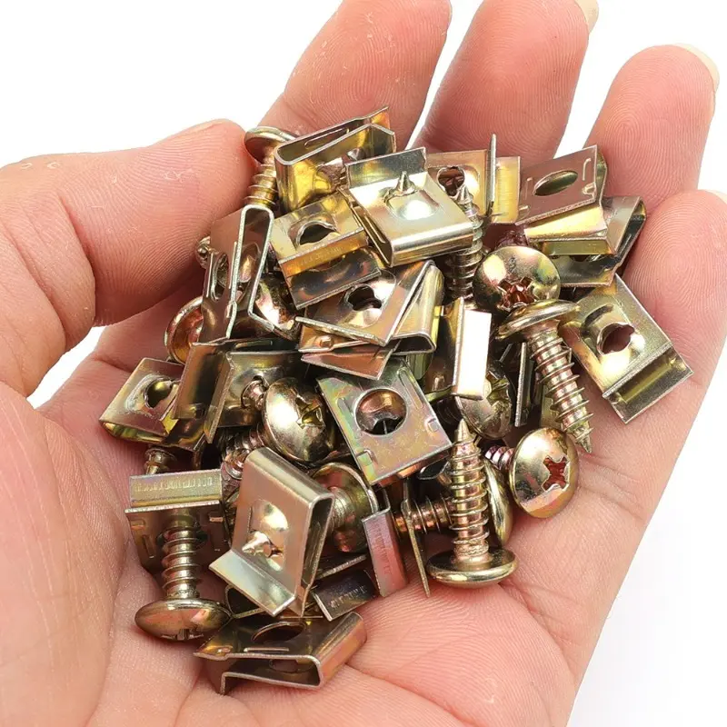 M5 Self-tapping Screw U-Type Clips Tapping Fastener Anti-rust Protection Metal Retainer for Car Motorcycle Scooter ATV Moped