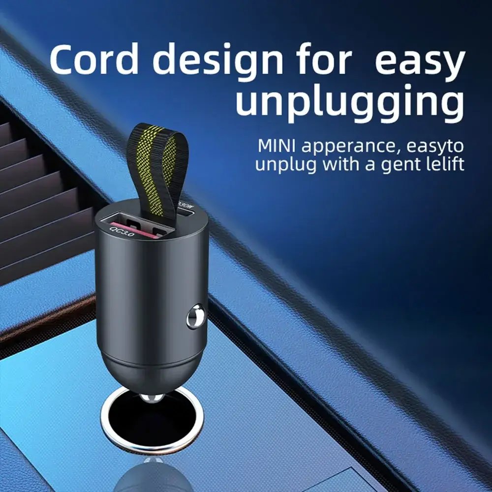 200W Mini USB Car Charger Super Fast Charging Type-C PD Quick Charge Car Phone Charger Adapter for IPhone 15 Huawei Samsung