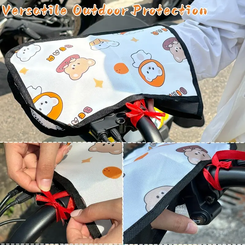 2pcs Summer Motorbike Sunscreen Breathable Gloves Electric Bike PVC Fabric Handlebar Sleeves Motorcycle Accessories