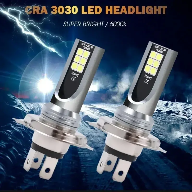 Universal H7/H4 LED Headlight Bulb Beam Kit 24W High Power COB Car Lights Headlamp 6500K Auto Headlight Bulbs Car Fog Light