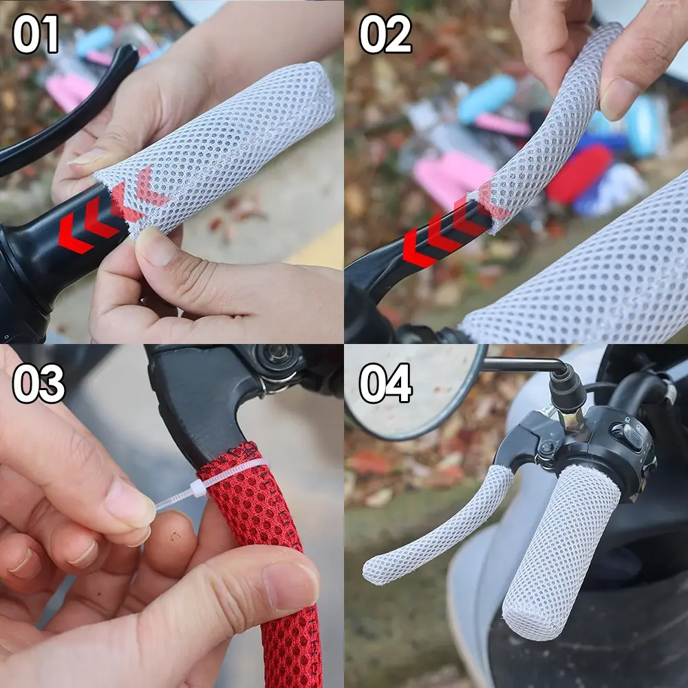 Motorcycle Ice Silk Handlebar Cover Sunscreen Nonslip Breathable Handlebars Covers Summer Decorative Brake Handle Covers